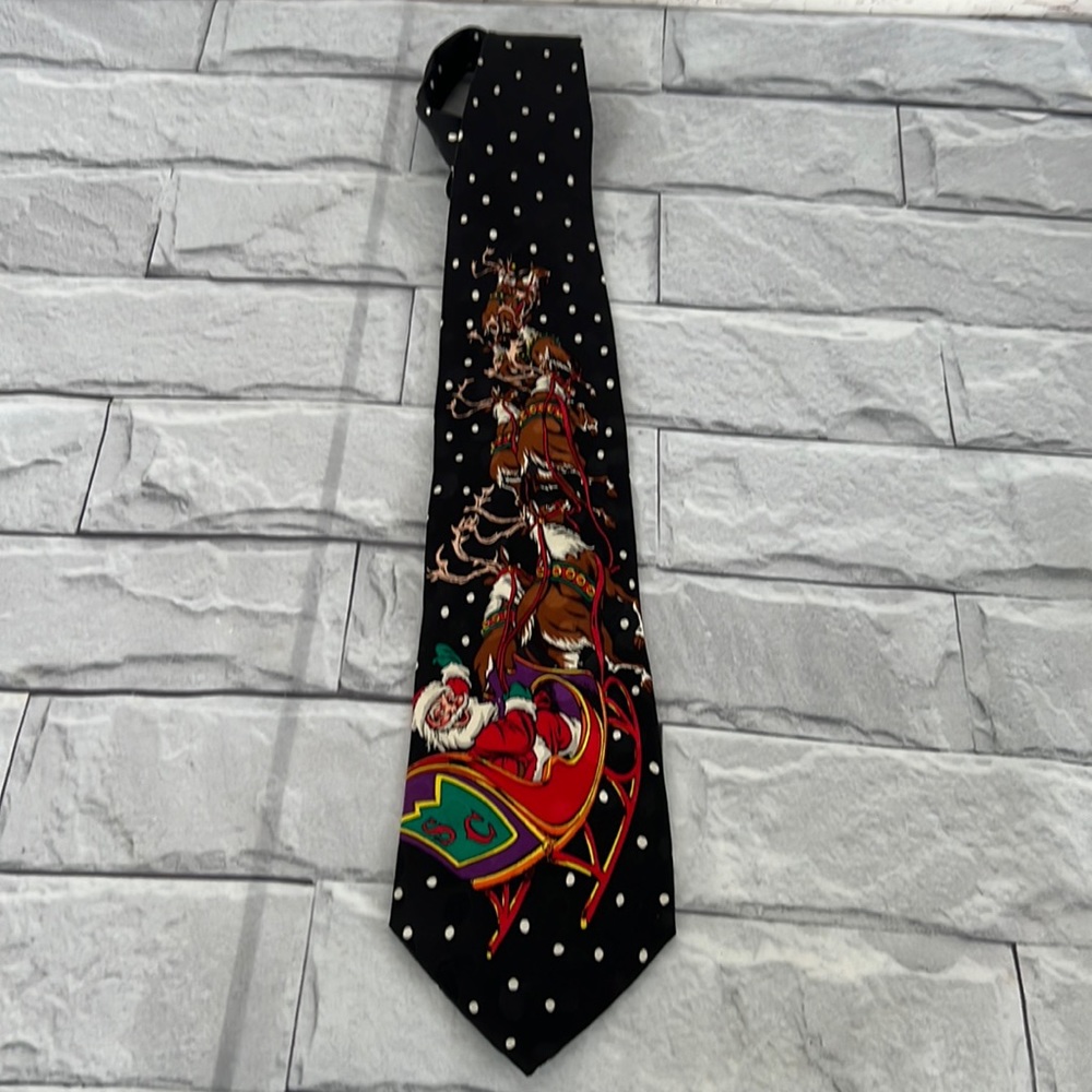 Vintage Addiction Santa Claus reindeer men’s 100% silk necktie